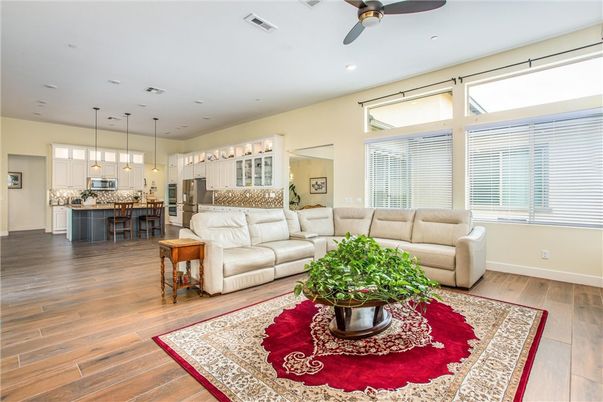 Interior, Kitchen, Living room, Pendant Lights, Recessed Lighting, Stainless Steel Appliances, Wood Texture Flooring