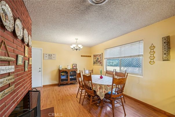 Chandelier, Dining room, Interior, Stone Walls, Wood Texture Flooring
