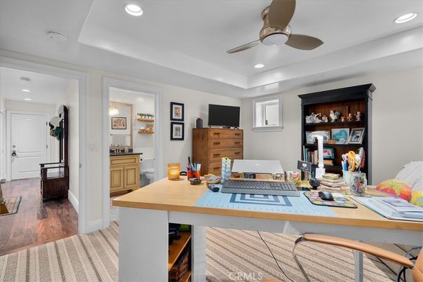 Home Office, Interior, Recessed Lighting, Wood Texture Flooring