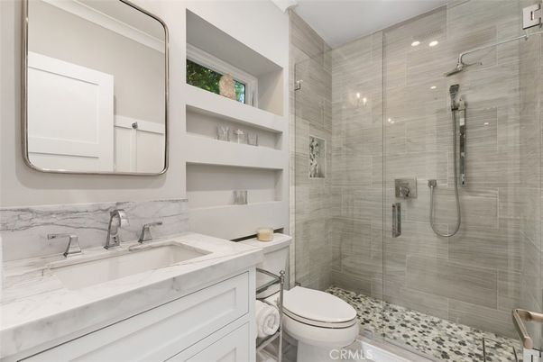 Bathroom, Glass Shower, Interior, Recessed Lighting