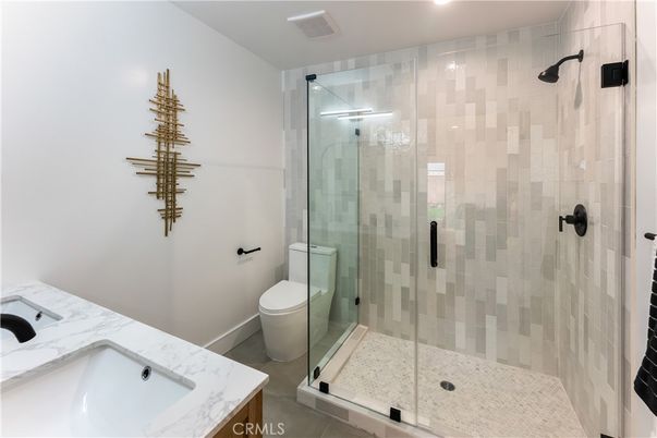 Bathroom, Glass Shower, Interior, Recessed Lighting