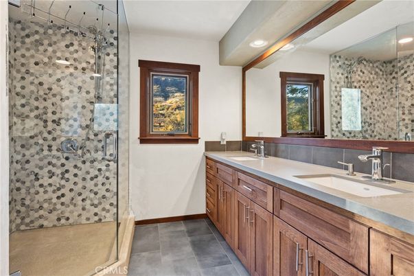 Bathroom, Dual Sink Vanities, Glass Shower, Interior, Recessed Lighting