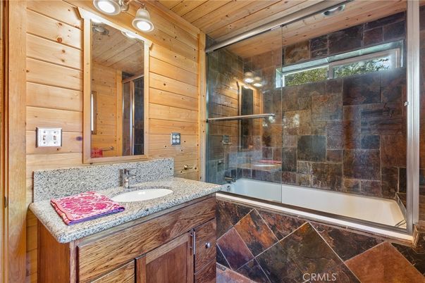 Bathroom, Glass Shower, Interior, Wooden Walls