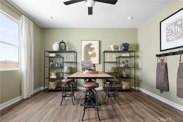 Home Office, Interior, Recessed Lighting, Wood Texture Flooring