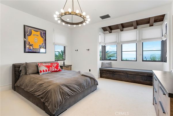 Bedroom, Interior, Pendant Lights, Water, Wooden Beams, Wooden Ceilings