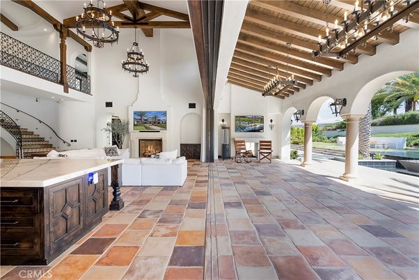 Chandelier, Fireplace, Interior, Pendant Lights, Wooden Beams
