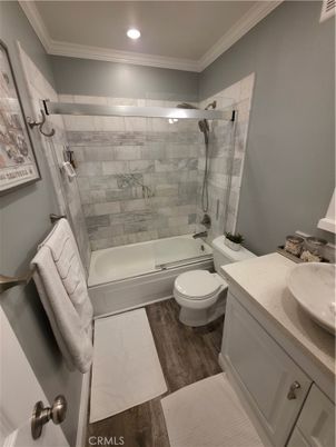 Bathroom, Glass Shower, Interior, Recessed Lighting, Wood Texture Flooring