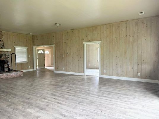 Empty room, Fireplace, Interior, Wood Texture Flooring, Wooden Walls