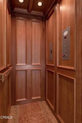 Elevator, Interior, Recessed Lighting, Wooden Ceilings, Wooden Walls