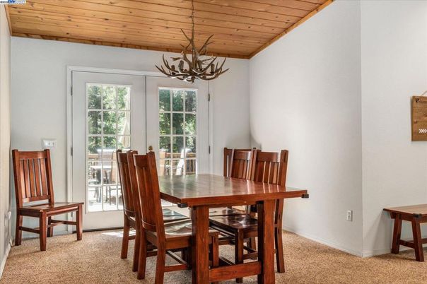 Dining room, Interior, Pendant Lights, Wooden Ceilings