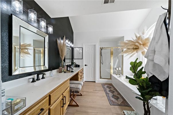 Bathroom, Glass Shower, Interior, Wood Texture Flooring