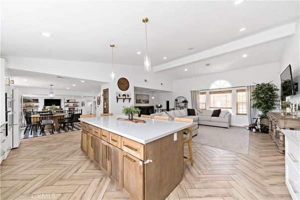 Dining room, Interior, Kitchen, Living room, Pendant Lights, Recessed Lighting, Wood Texture Flooring