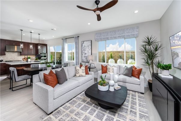Dining room, Interior, Kitchen, Living room, Pendant Lights, Recessed Lighting, Stainless Steel Appliances, Wood Texture Flooring