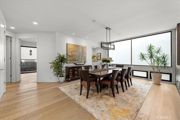 Dining room, Interior, Pendant Lights, Recessed Lighting, Wood Texture Flooring