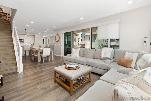 Dining room, Interior, Kitchen, Living room, Pendant Lights, Recessed Lighting, Stainless Steel Appliances, Wood Texture Flooring