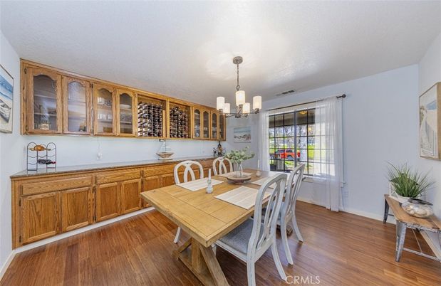 Chandelier, Dining room, Interior, Wood Texture Flooring