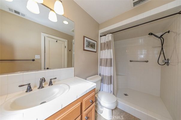 Bathroom, Glass Shower, Interior, Recessed Lighting, Tile Countertops