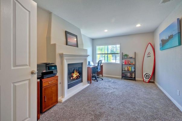 Fireplace, Home Office, Interior, Recessed Lighting