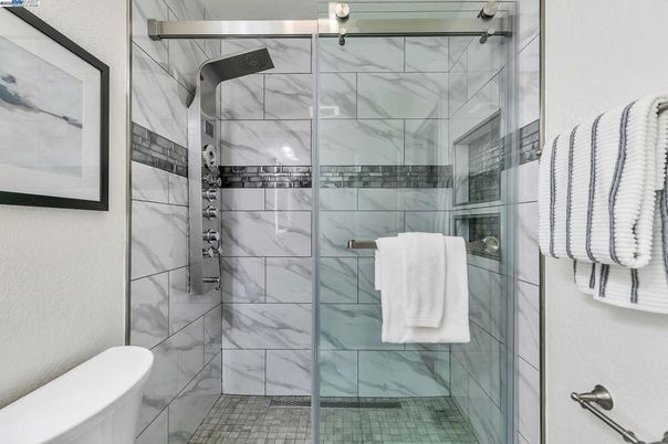 Bathroom, Glass Shower, Interior, Marble Walls