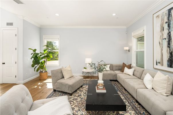 Interior, Living room, Recessed Lighting, Wood Texture Flooring