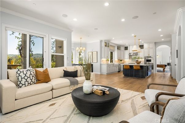 Interior, Kitchen, Living room, Pendant Lights, Recessed Lighting, Stainless Steel Appliances, Wood Texture Flooring
