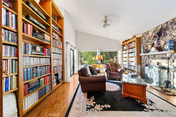 Fireplace, Interior, Living room, Stone Walls, Wood Texture Flooring