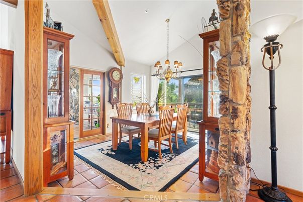 Chandelier, Dining room, Interior, Wooden Beams