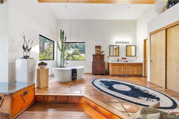 Bathroom, Dual Sink Vanities, Free Standing Baths, Interior, Wooden Beams