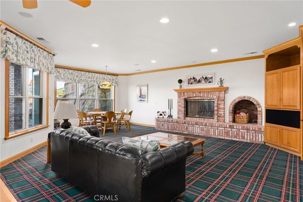 Dining room, Fireplace, Interior, Living room, Pendant Lights, Recessed Lighting