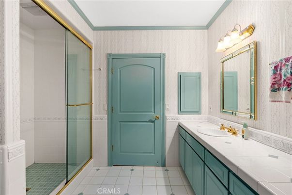 Bathroom, Dual Sink Vanities, Glass Shower, Interior, Tile Countertops