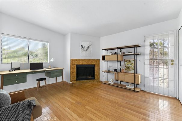 Fireplace, Home Office, Interior, Wood Texture Flooring