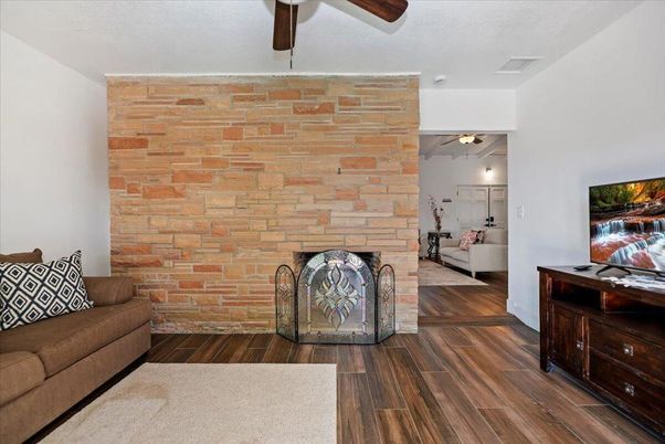 Fireplace, Interior, Stone Walls, Wood Texture Flooring