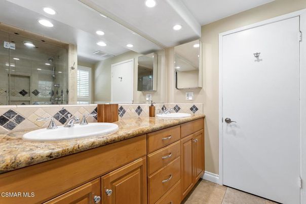 Bathroom, Dual Sink Vanities, Glass Shower, Interior, Recessed Lighting