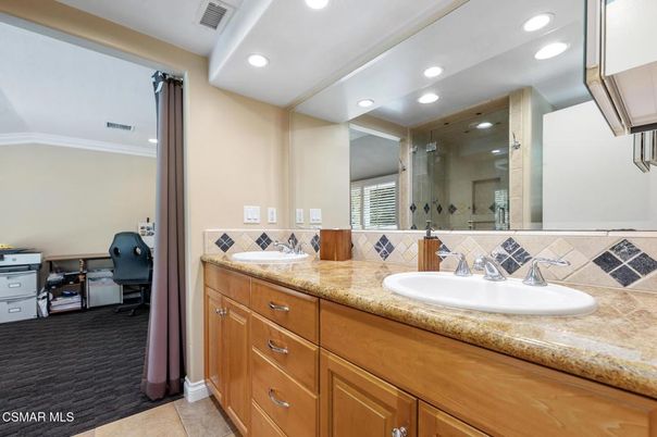 Bathroom, Dual Sink Vanities, Glass Shower, Interior, Recessed Lighting
