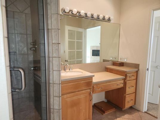 Bathroom, Dual Sink Vanities, Glass Shower, Interior, Tile Countertops
