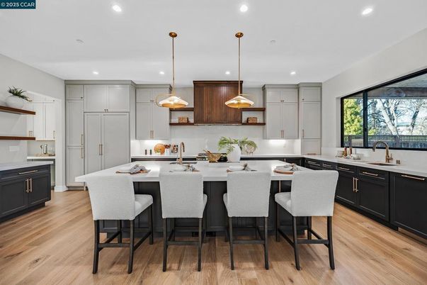 Interior, Kitchen, Pendant Lights, Recessed Lighting, Wood Texture Flooring