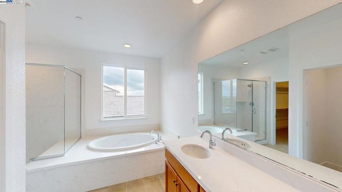 Bathroom, Dual Sink Vanities, Glass Shower, Interior, Recessed Lighting