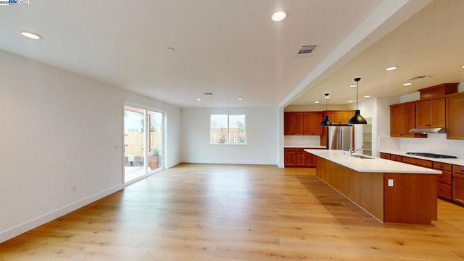Interior, Kitchen, Pendant Lights, Recessed Lighting, Wood Texture Flooring