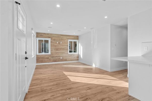 Empty room, Interior, Recessed Lighting, Wood Texture Flooring, Wooden Walls