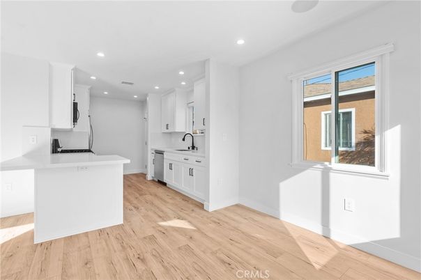 Interior, Kitchen, Recessed Lighting, Wood Texture Flooring