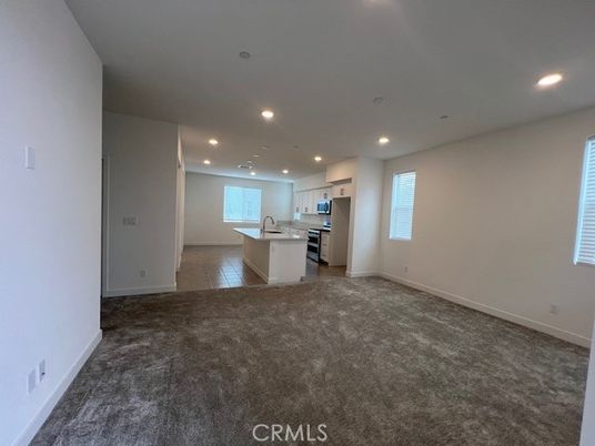 Empty room, Interior, Kitchen, Recessed Lighting, Stainless Steel Appliances