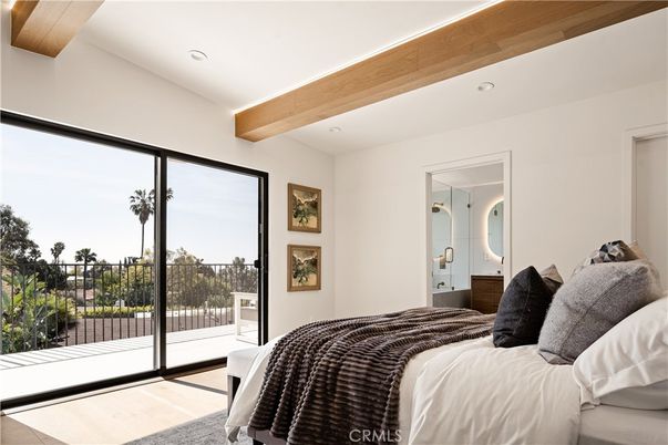 Bedroom, Interior, Recessed Lighting, Wooden Beams, Wood Texture Flooring