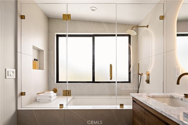 Bathroom, Glass Shower, Interior, Recessed Lighting