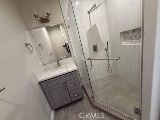Bathroom, Glass Shower, Interior, Wood Texture Flooring