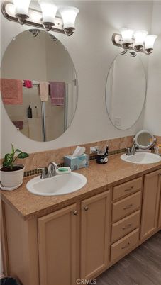 Bathroom, Dual Sink Vanities, Interior, Wood Texture Flooring