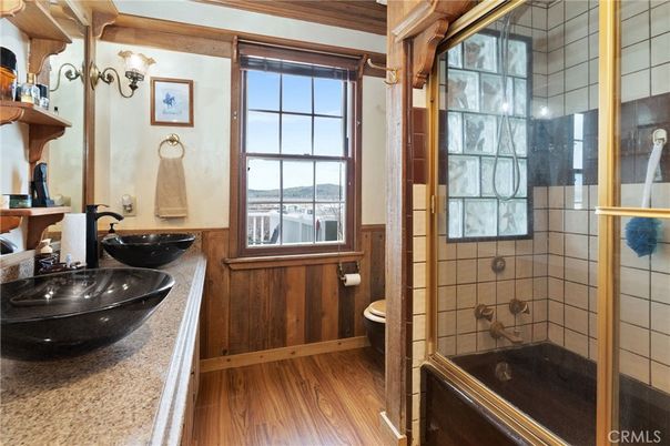 Bathroom, Glass Shower, Interior, Wood Texture Flooring