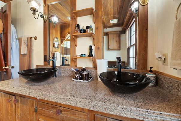 Bathroom, Dual Sink Vanities, Interior, Wooden Beams, Wooden Ceilings