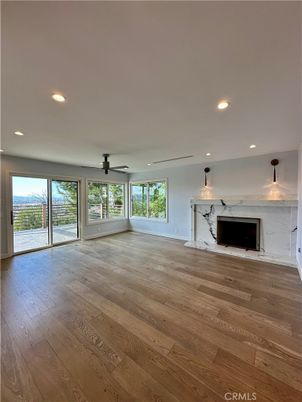 Empty room, Interior, Marble Walls, Recessed Lighting, Wood Texture Flooring