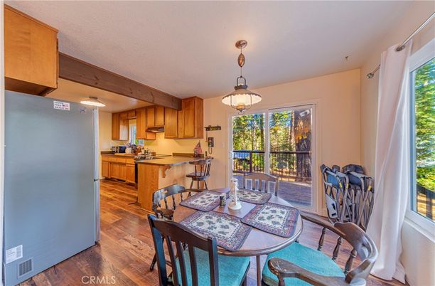 Dining room, Interior, Kitchen, Pendant Lights, Wood Texture Flooring