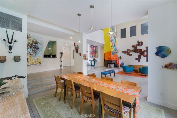 Dining room, Fireplace, Interior, Pendant Lights, Recessed Lighting